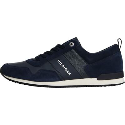 Tommy Hilfiger Herren Runner Sneaker Iconic Leather Suede Mix Runner Sportschuhe, Blau (Midnight), 43 Tommy Hilfiger Herren Runner Sneaker Iconic Leather Suede Mix Runner Sportschuhe, Blau (Midnight), 43