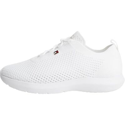 Tommy Hilfiger Damen Runner Sneaker Strickoptik, Weiß (White), 41 Tommy Hilfiger Damen Runner Sneaker Strickoptik, Weiß (White), 41