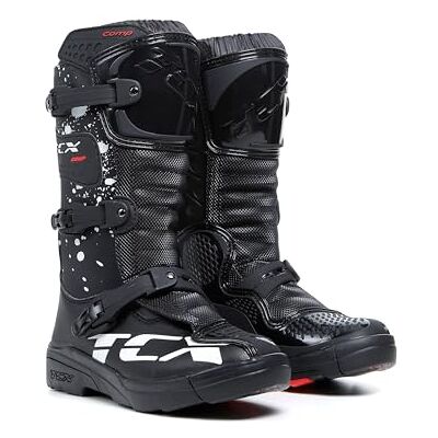 TCX Comp Kid, Kinder-Motocross-Stiefel, Obermaterial aus Mikrofaser, 3-Schnallen-Polyurethan-Verschluss mit Mikrometrischer Verstellung und Klettverschluss, Schwarz/Weiß TCX Comp Kid, Kinder-Motocross-Stiefel, Obermaterial aus Mikrofaser, 3-Schnallen-Polyurethan-Verschluss mit Mikrometrischer Verstellung und Klettverschluss, Schwarz/Weiß