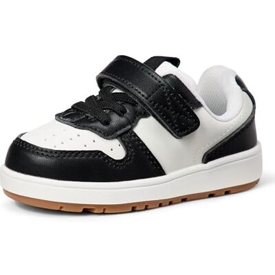 Amazon Unisex Kinder Niedrige Sneakers mit Klettverschluss für den Court, Schwarz Weiß, 27 EU Amazon Unisex Kinder Niedrige Sneakers mit Klettverschluss für den Court, Schwarz Weiß, 27 EU