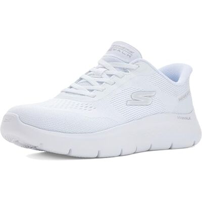 Skechers Damen Go Walk Flex Azriel Slip-InTurnschuhe, White Textile Silver Trim, 38.5 EU Skechers Damen Go Walk Flex Azriel Slip-InTurnschuhe, White Textile Silver Trim, 38.5 EU