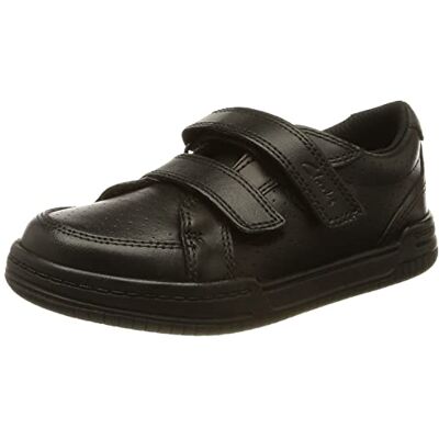 Clarks Jungen Fawn Strap Sneaker, Black Leather, 28.5 EU Clarks Jungen Fawn Strap Sneaker, Black Leather, 28.5 EU