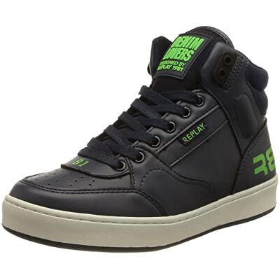Replay Jungen Cobra Sneaker, 3110navy Fluo Green, 32 EU Replay Jungen Cobra Sneaker, 3110navy Fluo Green, 32 EU