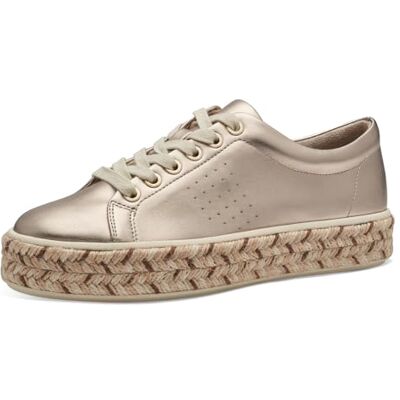 Jana Damen Sneaker flach mit Bastsohle Vegan, Gold (Champagner), 39 EU Jana Damen Sneaker flach mit Bastsohle Vegan, Gold (Champagner), 39 EU