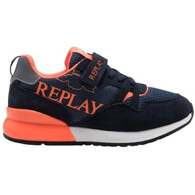 Replay Jungen Sneaker, Navy Fluo Orange (Mehrfarbig), 36 Replay Jungen Sneaker, Navy Fluo Orange (Mehrfarbig), 36