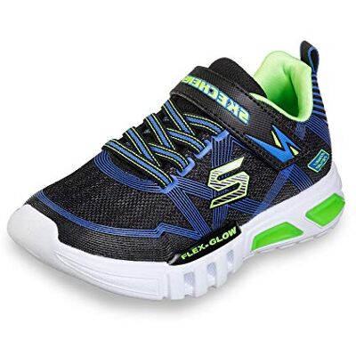 Skechers Herren Flex-glow Sneaker, Black Textile Synthetic Blue Lime Trim, 37 EU Skechers Herren Flex-glow Sneaker, Black Textile Synthetic Blue Lime Trim, 37 EU
