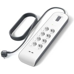 Belkin 8-fach Steckdosenleiste mit Überspannungsschutz und USB-Anschlüssen, Mehrfachsteckdose, 8 geschützte Steckdosen und 2 USB-A-Anschlüsse, 2,4 A, 2 m Verlängerungskabel, für zu Hause und das Büro Belkin 8-fach Steckdosenleiste mit Überspannungsschutz und USB-Anschlüssen, Mehrfachsteckdose, 8 geschützte Steckdosen und 2 USB-A-Anschlüsse, 2,4 A, 2 m Verlängerungskabel, für zu Hause und das Büro