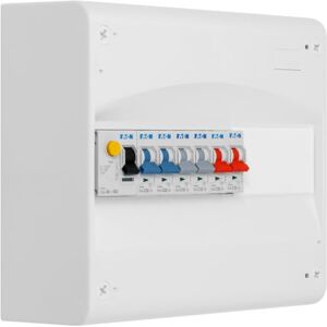 Eaton 1-reihiges Bild, 1 Trennschalter, Diff. + 6 Schutzschalter Eaton 1-reihiges Bild, 1 Trennschalter, Diff. + 6 Schutzschalter