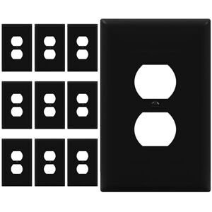 ENERLITES Duplex Steckdosen-Wandplatte, Jumbo-Steckdosenabdeckungen, glänzende Oberfläche, übergroß, 1-Gang, 14 x 8,9 cm, thermoplastisches Polycarbonat, 8821O-BK-10PCS, schwarz, 10 Stück ENERLITES Duplex Steckdosen-Wandplatte, Jumbo-Steckdosenabdeckungen, glänzende Oberfläche, übergroß, 1-Gang, 14 x 8,9 cm, thermoplastisches Polycarbonat, 8821O-BK-10PCS, schwarz, 10 Stück