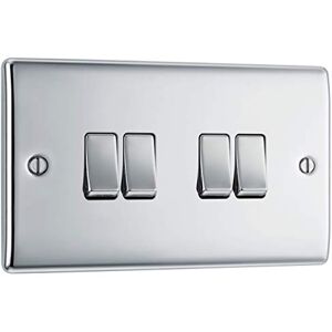 British General BG Nexus Metall Poliert Chrom 4-Gang 2-Wege Wippenschalter - NPC44 British General BG Nexus Metall Poliert Chrom 4-Gang 2-Wege Wippenschalter - NPC44