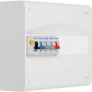 Eaton 1-reihiges Bild, 1 Trennschalter, Diff. 63 A, Typ A + 4 Schutzschalter Eaton 1-reihiges Bild, 1 Trennschalter, Diff. 63 A, Typ A + 4 Schutzschalter