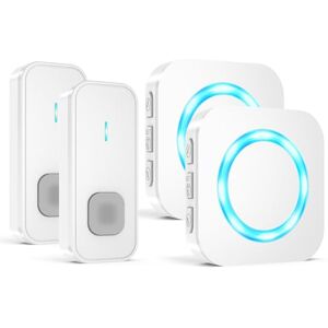 AIMAX Funkklingel mit 2 Sender und 2 Empfänger,klingel Haustür kit,400m Hohe Reichweite, IP55 Wasserdicht, 55 Klingeltöne, 5 Lautstärkestufen Mit LED-Blitz,kabellose Installation AIMAX Funkklingel mit 2 Sender und 2 Empfänger,klingel Haustür kit,400m Hohe Reichweite, IP55 Wasserdicht, 55 Klingeltöne, 5 Lautstärkestufen Mit LED-Blitz,kabellose Installation