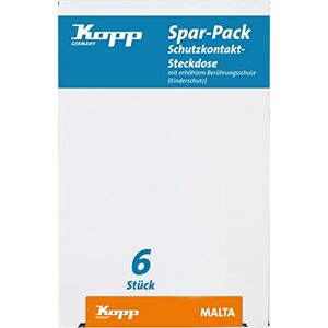 Kopp Spar-Pack: 6 Schutzkontakt-Steckdosen mit erhöhtem Berührungsschutz, Creme-weiß,923401052 Kopp Spar-Pack: 6 Schutzkontakt-Steckdosen mit erhöhtem Berührungsschutz, Creme-weiß,923401052