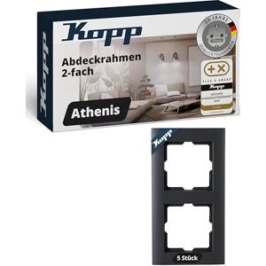 Kopp ATHENIS 2-fach Abdeckrahmen in Anthrazit 5 Stück 86 x 157 x 9,5 mm Rahmen für Steckdosen & Schalter Eleganter Steckdosenrahmen aus mattem Kunststoff Hochwertiger Lichtschalter-Rahmen Kopp ATHENIS 2-fach Abdeckrahmen in Anthrazit 5 Stück 86 x 157 x 9,5 mm Rahmen für Steckdosen & Schalter Eleganter Steckdosenrahmen aus mattem Kunststoff Hochwertiger Lichtschalter-Rahmen