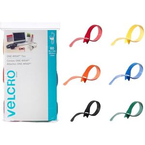 VELCRO Brand One-Wrap Kabelbinder, 60 Stück, 8 x 1,27 cm Riemen, mehrfarbig, stark, wiederverwendbar, Kabel-Bündelung für Heimbüro und Rechenzentren VELCRO Brand One-Wrap Kabelbinder, 60 Stück, 8 x 1,27 cm Riemen, mehrfarbig, stark, wiederverwendbar, Kabel-Bündelung für Heimbüro und Rechenzentren
