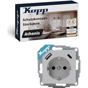 Kopp ATHENIS Unterputz-Steckdose mit USB A & USB C in Grau matt – Schutzkontakt-Steckdose mit integrierten Ladebuchsen – 16 A / 250 V~ IP20 – Steckklemmen & erhöhter Berührungsschutz Kopp ATHENIS Unterputz-Steckdose mit USB A & USB C in Grau matt – Schutzkontakt-Steckdose mit integrierten Ladebuchsen – 16 A / 250 V~ IP20 – Steckklemmen & erhöhter Berührungsschutz