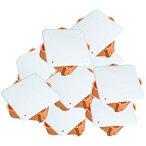 Kopp 10er Set Hohlwand Abzweigkasten für den Trockenraum, 107 x 107 x 50 mm, Verbindungsdose mit Deckel und Schrauben, IP20, Verbindungskasten aus Isolierstoff, weiß-orange, 349300043 Kopp 10er Set Hohlwand Abzweigkasten für den Trockenraum, 107 x 107 x 50 mm, Verbindungsdose mit Deckel und Schrauben, IP20, Verbindungskasten aus Isolierstoff, weiß-orange, 349300043