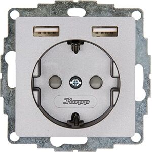 Kopp HK07 Unterputz-Schutzkontakt-Steckdose mit 2 USB-Ladebuchsen, Farbe: Stahl, 1er Pack, 296247006 Kopp HK07 Unterputz-Schutzkontakt-Steckdose mit 2 USB-Ladebuchsen, Farbe: Stahl, 1er Pack, 296247006