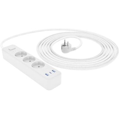 Amazon 3-Fach-Steckdosenleiste mit Überspannungsschutz, 3 USB-Anschlüsse (1 USB-C, 2 USB-A), Verlängerungskabel, 1,5m Kabel, 1050J, Weiß Amazon 3-Fach-Steckdosenleiste mit Überspannungsschutz, 3 USB-Anschlüsse (1 USB-C, 2 USB-A), Verlängerungskabel, 1,5m Kabel, 1050J, Weiß