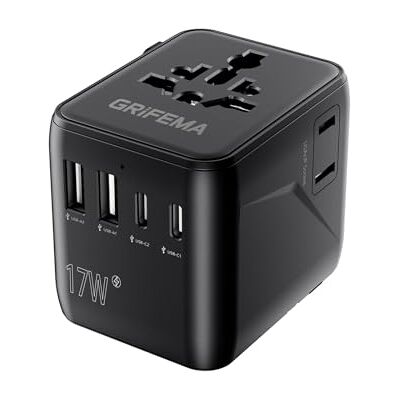 GRIFEMA Weltweiter 6 in 1 Reiseadapter mit 2 USB C und 2 USB A GRIFEMA Weltweiter 6 in 1 Reiseadapter mit 2 USB C und 2 USB A