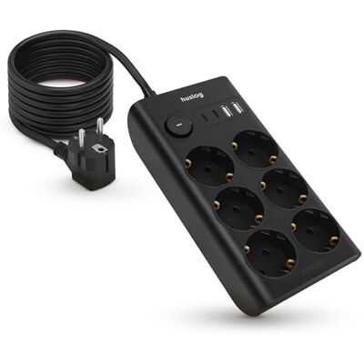 huslog Steckdosenleiste 6-Fach mit USB – Mehrfachsteckdose mit 4 USB Ports (2× USB-A, 2× USB-C), Überspannungsschutz, 3680W, 1,5m Kabel, Schuko, flaches Design, Schwarz huslog Steckdosenleiste 6-Fach mit USB – Mehrfachsteckdose mit 4 USB Ports (2× USB-A, 2× USB-C), Überspannungsschutz, 3680W, 1,5m Kabel, Schuko, flaches Design, Schwarz
