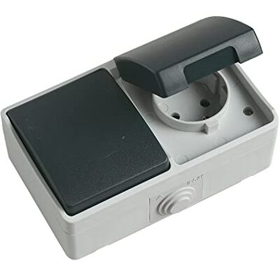 Amig Überspannungsschalter mit Schuko-Basis IP54 Wasserdicht Drucktaster + Steckdose Innen- & Außenbereich Ideal für Garten & Garage Schalter Aufputz, Bunt, Polycarbonat Amig Überspannungsschalter mit Schuko-Basis IP54 Wasserdicht Drucktaster + Steckdose Innen- & Außenbereich Ideal für Garten & Garage Schalter Aufputz, Bunt, Polycarbonat