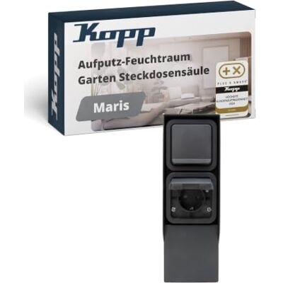 Kopp MARIS 2-fach Garten Steckdosensäule Anthrazit I IP55 Feuchtraum Anschraubbare Außensteckdose für Terrassen I Vorverdrahteter Stromverteiler 16A 250V mit Klappdeckel Berührungsschutz Kopp MARIS 2-fach Garten Steckdosensäule Anthrazit I IP55 Feuchtraum Anschraubbare Außensteckdose für Terrassen I Vorverdrahteter Stromverteiler 16A 250V mit Klappdeckel Berührungsschutz