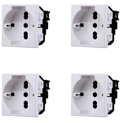 ElektroNova Schuko-Steckdose 2P+T 10/16A 230V kompatibel Bticino Matix weiß Packung mit 4 Stück ElektroNova Schuko-Steckdose 2P+T 10/16A 230V kompatibel Bticino Matix weiß Packung mit 4 Stück