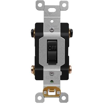 ENERLITES Doppelpoliger Kipplichtschalter, 30 A, 120/277 V, selbsterdend, Industriequalität, UL-gelistet, 82300-BK, Schwarz ENERLITES Doppelpoliger Kipplichtschalter, 30 A, 120/277 V, selbsterdend, Industriequalität, UL-gelistet, 82300-BK, Schwarz