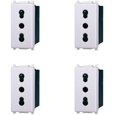 IXTRIMA 2-fach-Steckdose kompatibel mit Plana 2P+T 10/16 A 250 V Farbe weiß EV2001 Kit 4 Stück IXTRIMA 2-fach-Steckdose kompatibel mit Plana 2P+T 10/16 A 250 V Farbe weiß EV2001 Kit 4 Stück
