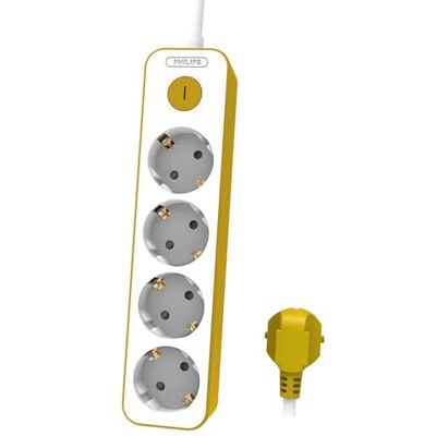 Philips CHP2145Y/GRS Mehrfachstecker - 4 Schuko, 1,5 m Kabel, Gelb Philips CHP2145Y/GRS Mehrfachstecker - 4 Schuko, 1,5 m Kabel, Gelb