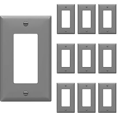 ENERLITES Decorator 8831-GR, Wandplatte, Lichtschalter- oder Steckdosenabdeckung, 1-fach, Größe 11,4 cm H x 7 cm L, Grau, 10 Stück ENERLITES Decorator 8831-GR, Wandplatte, Lichtschalter- oder Steckdosenabdeckung, 1-fach, Größe 11,4 cm H x 7 cm L, Grau, 10 Stück