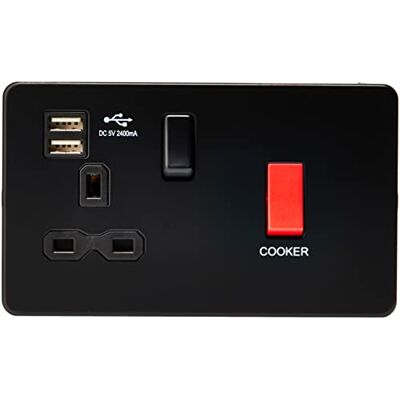 Knightsbridge 45a Dp Schalter & 13a Steckdose mit Dual USB Ladegerät 2,4a - Matt Schwarz - Schalter & Steckdose Knightsbridge 45a Dp Schalter & 13a Steckdose mit Dual USB Ladegerät 2,4a - Matt Schwarz - Schalter & Steckdose