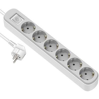 Electraline 62421 Steckdosenleiste PRIMA 6-Fach Schuko 16A mit Schalter, Kabel 1.5M, Farbe Weiß/Grau/Mehrfachsteckdose/Tischsteckdose Steckerleiste Electraline 62421 Steckdosenleiste PRIMA 6-Fach Schuko 16A mit Schalter, Kabel 1.5M, Farbe Weiß/Grau/Mehrfachsteckdose/Tischsteckdose Steckerleiste