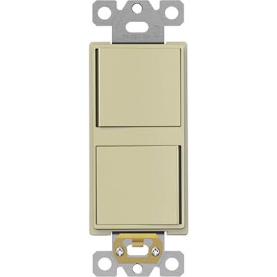 ENERLITES 62834-I Doppelpaddel-Wippschalter, glänzende Oberfläche, Erdungsklemme, nur Kupferdrähte, einpolig, Wohn-/Gewerbequalität, 15 A, 120–277 VAC, Elfenbeinfarben ENERLITES 62834-I Doppelpaddel-Wippschalter, glänzende Oberfläche, Erdungsklemme, nur Kupferdrähte, einpolig, Wohn-/Gewerbequalität, 15 A, 120–277 VAC, Elfenbeinfarben