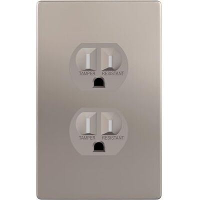 ENERLITES Elite Series Duplex-Steckdose mit schraubenloser Wandplatte, Duplex-Steckdose in Wohnqualität, manipulationssicher, Erdung, 15 A, 125 V, UL-gelistet, 61580-TR-NKWP, Nickel mit Wandplatte ENERLITES Elite Series Duplex-Steckdose mit schraubenloser Wandplatte, Duplex-Steckdose in Wohnqualität, manipulationssicher, Erdung, 15 A, 125 V, UL-gelistet, 61580-TR-NKWP, Nickel mit Wandplatte