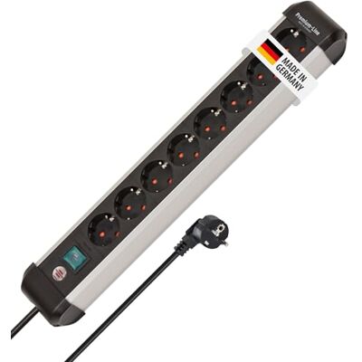 Brennenstuhl Premium-Alu-Line Steckdosenleiste 8-Fach/Steckerleiste aus hochwertigem Aluminium (Mehrfachsteckdose mit Schalter und 3m Kabel, Made in Germany) Brennenstuhl Premium-Alu-Line Steckdosenleiste 8-Fach/Steckerleiste aus hochwertigem Aluminium (Mehrfachsteckdose mit Schalter und 3m Kabel, Made in Germany)