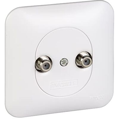 Schneider Electric Ovalis Multiservice-Steckdose, mit Platte, Weiß Schneider Electric Ovalis Multiservice-Steckdose, mit Platte, Weiß