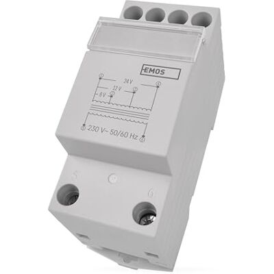 Emos Transformator für 2-Draht Türklingel universaler Trafo 8 V, 12 V, 24 V weißer Spannungswandler kompatibel mit Türgong P57101, P57102 drahtgebunden, 0,3 A (8 W) Emos Transformator für 2-Draht Türklingel universaler Trafo 8 V, 12 V, 24 V weißer Spannungswandler kompatibel mit Türgong P57101, P57102 drahtgebunden, 0,3 A (8 W)