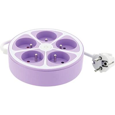 Smoothy Line Smoothy Steckdosenleiste mit 5 Steckdosen, rund + Schalter, Kabel 1 m, 3 G1, Violett Smoothy Line Smoothy Steckdosenleiste mit 5 Steckdosen, rund + Schalter, Kabel 1 m, 3 G1, Violett