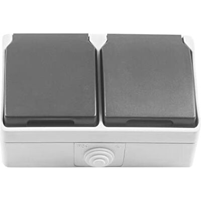Amig Doppelsteckdose wasserdicht IP54, 2 Schuko-Steckdosen und Deckel, Modell 3650, Spannung max. 230 V, feuchtigkeitsbeständig, geeignet für den Innen- und Außenbereich, ideal für Terrassen, Gärten, Amig Doppelsteckdose wasserdicht IP54, 2 Schuko-Steckdosen und Deckel, Modell 3650, Spannung max. 230 V, feuchtigkeitsbeständig, geeignet für den Innen- und Außenbereich, ideal für Terrassen, Gärten,