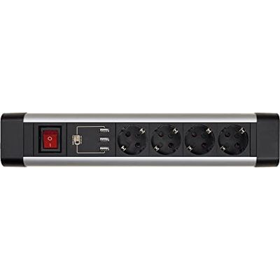 Simon Drehbare Mehrfachsteckdose mit 4 Steckdosen und 3 USB - 16A 250V Simon Drehbare Mehrfachsteckdose mit 4 Steckdosen und 3 USB - 16A 250V