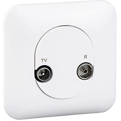 Schneider Electric Ovalis – TV-/FM-Steckdose – 1 Eingang – Befestigung durch Schrauben mit weißer Platte Schneider Electric Ovalis – TV-/FM-Steckdose – 1 Eingang – Befestigung durch Schrauben mit weißer Platte