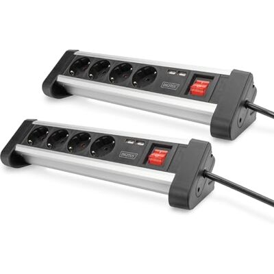 Digitus DA-70614 – Steckdosenleiste mit USB – 2 Stück – 2X USB Port (USB-A) – 4X Schutzkontakt Steckdose – Mit Schalter – USB Ladegerät – Für Schreibtisch & Wandmontage Digitus DA-70614 – Steckdosenleiste mit USB – 2 Stück – 2X USB Port (USB-A) – 4X Schutzkontakt Steckdose – Mit Schalter – USB Ladegerät – Für Schreibtisch & Wandmontage