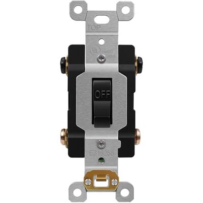 ENERLITES 20 Ampere zweipoliger Kipplichtschalter, 20 A, 120/277 V, selbsterdend, Industriequalität, UL-gelistet, 82200-BK, Schwarz ENERLITES 20 Ampere zweipoliger Kipplichtschalter, 20 A, 120/277 V, selbsterdend, Industriequalität, UL-gelistet, 82200-BK, Schwarz