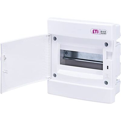 ETI Sicherungskasten Unterputz IP40 Verteiler Gehäuse Weiße Tür für die Trockenraum Installation im Haus (1-reihig bis 8 Module), Black ETI Sicherungskasten Unterputz IP40 Verteiler Gehäuse Weiße Tür für die Trockenraum Installation im Haus (1-reihig bis 8 Module), Black