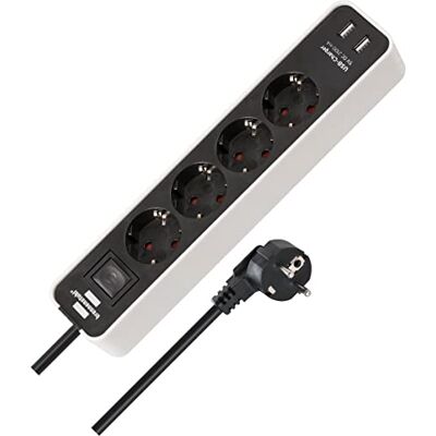 Brennenstuhl Steckdosenleiste Ecolor 4-Fach mit USB (Mehrfachstecker mit 2X USB Charger, Mehrfachsteckdose mit Schalter und 1,5m Kabel) weiß/schwarz Brennenstuhl Steckdosenleiste Ecolor 4-Fach mit USB (Mehrfachstecker mit 2X USB Charger, Mehrfachsteckdose mit Schalter und 1,5m Kabel) weiß/schwarz