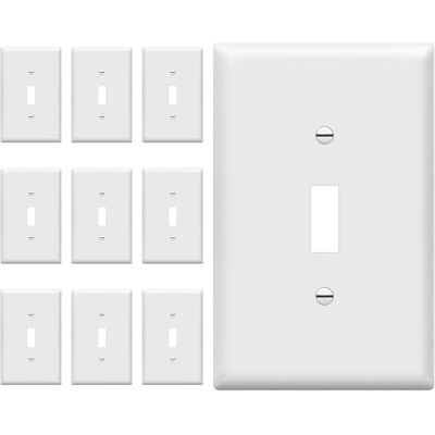 ENERLITES 8811M-W-10 Stück Mittelgroße Lichtschalter-Wandplattenabdeckungen, glänzende Oberfläche, Einzelfach, 12,4 x 7,9 cm, unzerbrechliches Polycarbonat-Thermoplast, UL-gelistet, Weiß, 10 Stück ENERLITES 8811M-W-10 Stück Mittelgroße Lichtschalter-Wandplattenabdeckungen, glänzende Oberfläche, Einzelfach, 12,4 x 7,9 cm, unzerbrechliches Polycarbonat-Thermoplast, UL-gelistet, Weiß, 10 Stück