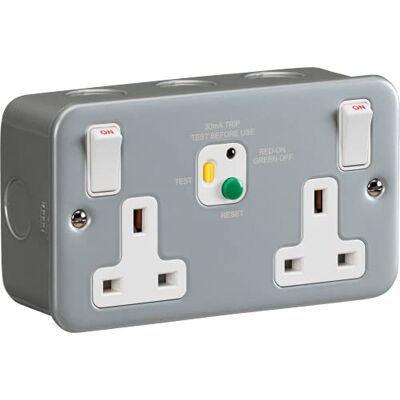 Knightsbridge Metall-CLAD 13 A 2G DP RCD geschaltete Steckdose – 30 mA (Typ A) Knightsbridge Metall-CLAD 13 A 2G DP RCD geschaltete Steckdose – 30 mA (Typ A)