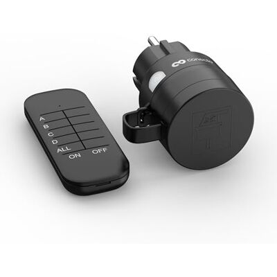 conecto Funksteckdosen mit Fernbedienung Aussen, 2300 Watt, 230V, 1 x Steckdose mit Funkfernbedienung, Outdoor Set, IP44, Stromsparen, 30m Reichweite, Schwarz conecto Funksteckdosen mit Fernbedienung Aussen, 2300 Watt, 230V, 1 x Steckdose mit Funkfernbedienung, Outdoor Set, IP44, Stromsparen, 30m Reichweite, Schwarz